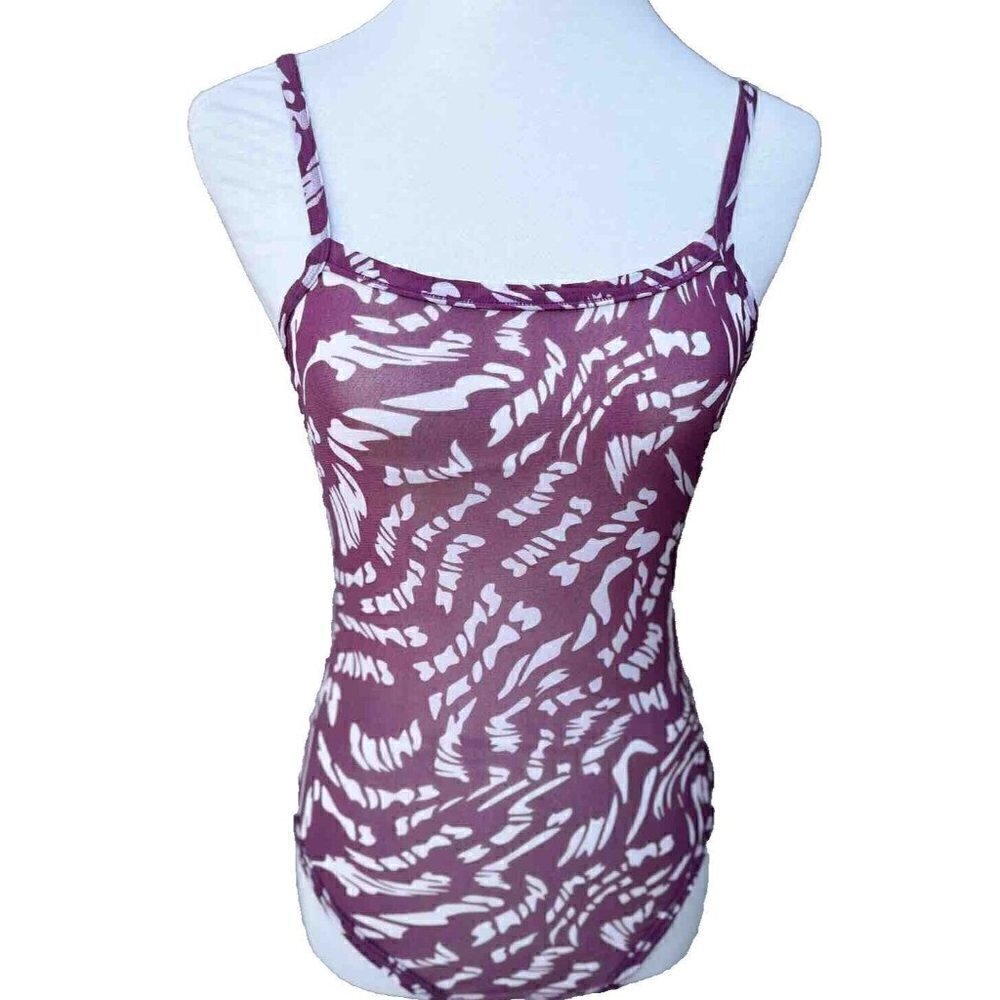 SKIMS Kim Kardashian Raspberry Swirl Mesh Strappy Summer Bodysuit Size L